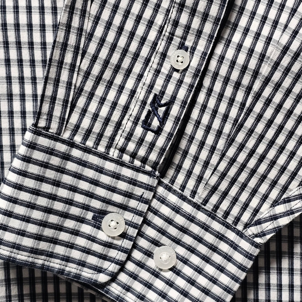 Cutter & Buck Mens 3XB Navy White Check Easy Care Stretch Button Down Shirt - Picture 7 of 9
